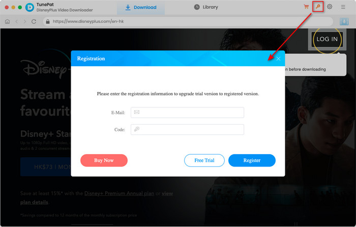 Register TunePat DisneyPlus Video Downloader