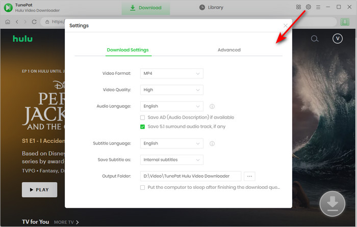 choose the output settings for Hulu videos