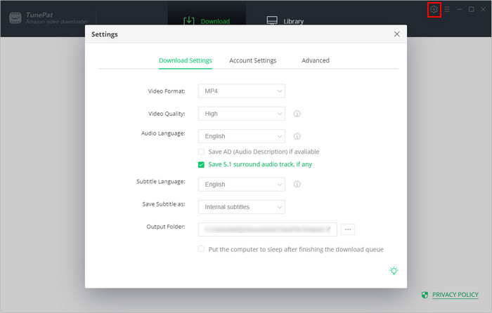 choose the output settings