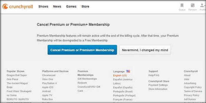 cancel premium or premium membership