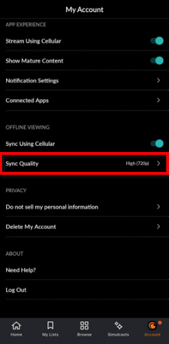 choose crunchyroll sync quality