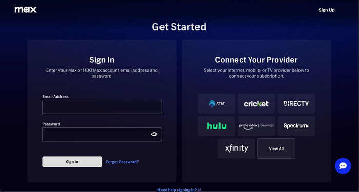 connect a provider to sign in to hbo max