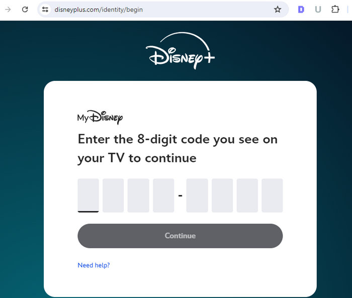 activate Disney Plus using 8-digit begin code