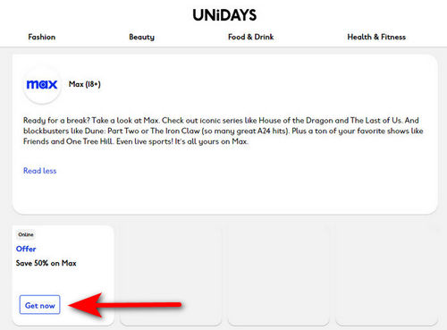 get hbo max discount on unidays