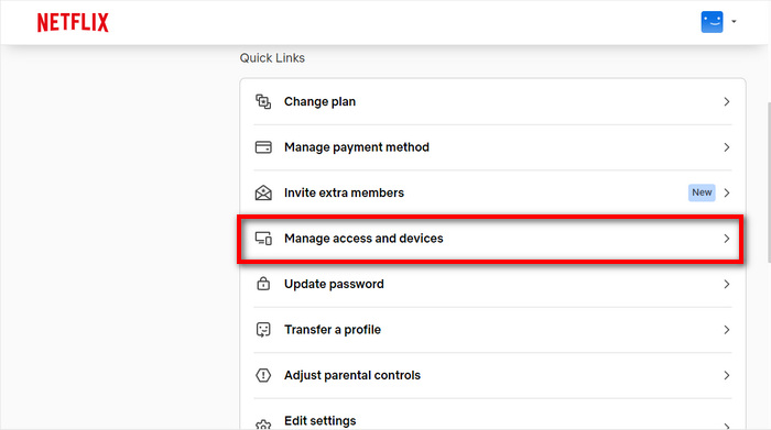 manage access and device for your netflix account