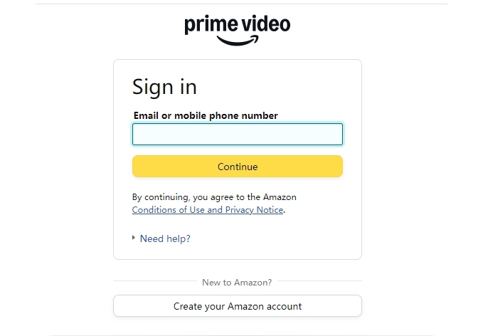 sign in prime video