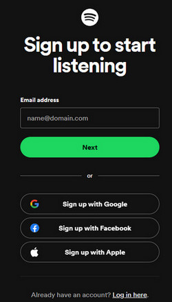 sign up for spotify to get an account