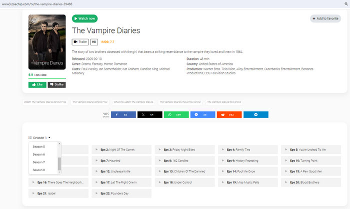 watch vampire diaries for free on zoechip