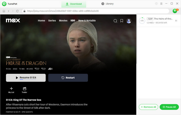 Downloading movies and TV shows from HBO Max