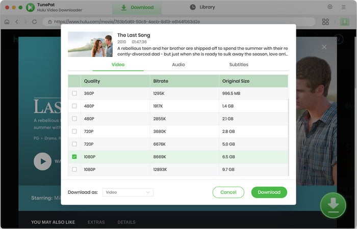 advanced download settings for Hulu videos 