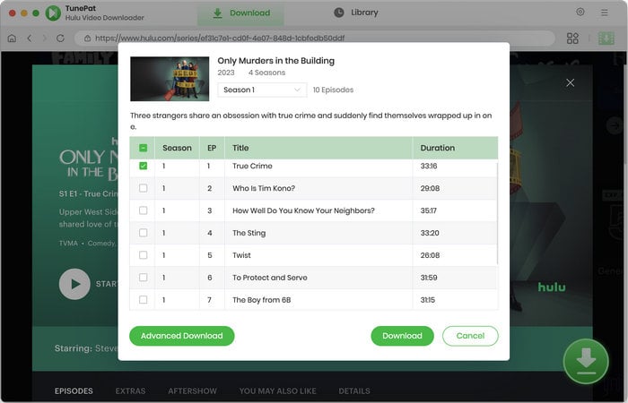 choose hulu episode to download