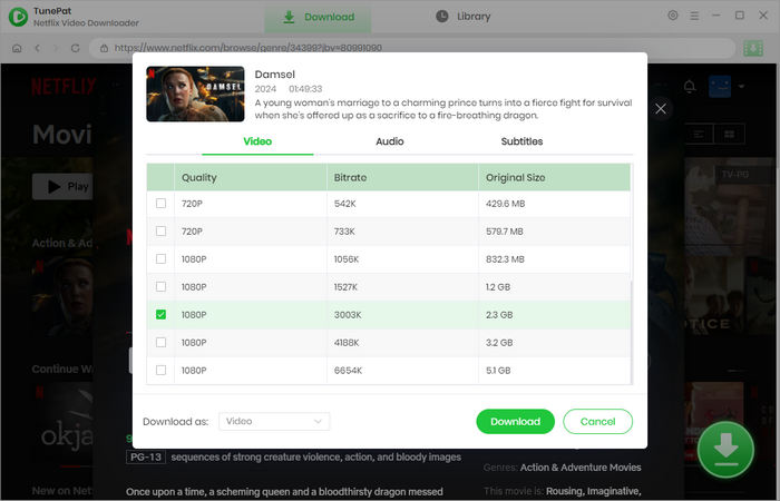 choose advanced output settings for netflix movies